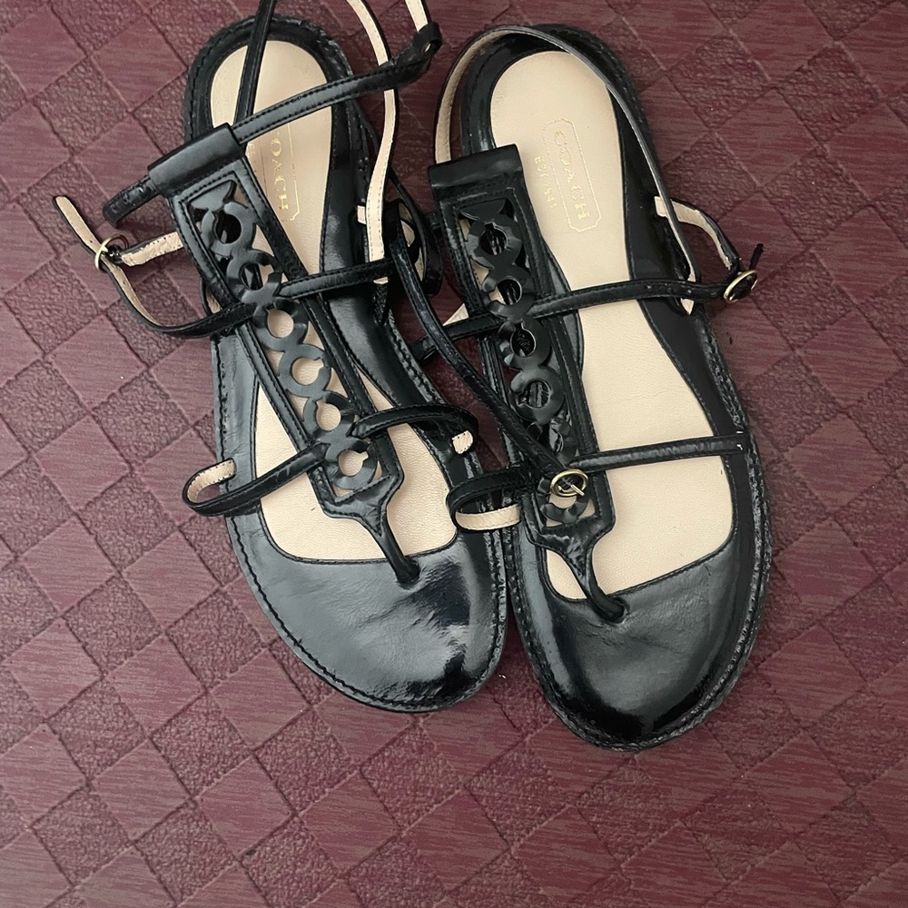COACH GERALYNN black leather gladiator sandal